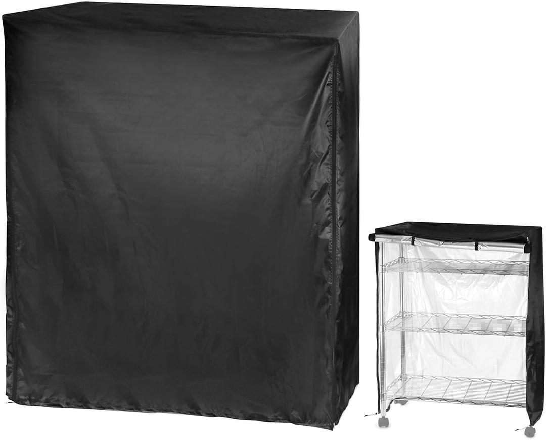 QWORK Wire Rack Cover - 60"x24"x72", Oxford Cloth, Keeps Rack Clean, For Home, Office, Storage & Garage, Black (1 Pack)