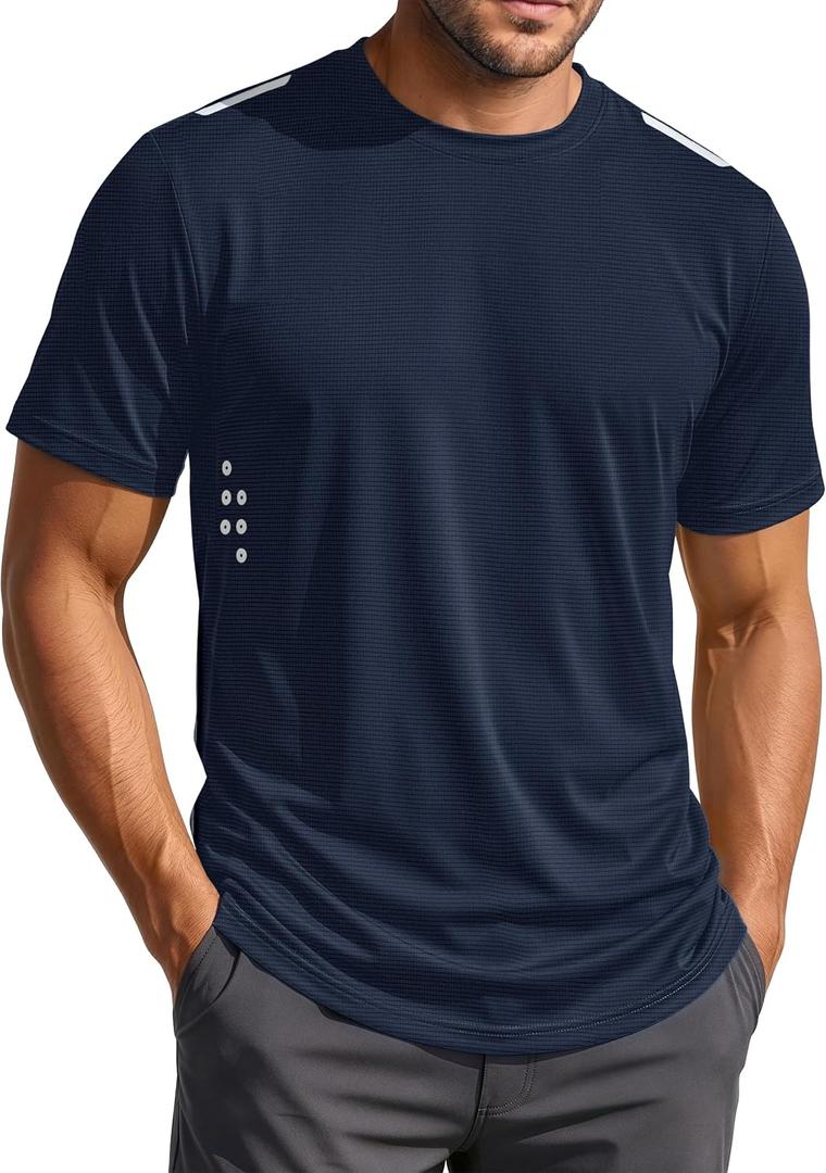 MAGCOMSEN Men's Workout Shirts Quick Dry Lightweight Short Sleeve Shirt (S)