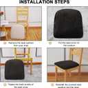 Gute Chair Cover Seats,Suede Chair Cover Seat with Elastic Ties and Button,Removable Washable Dining Upholstered Chair Protector Seat Cushion Slipcovers for Dining Room,Office(Black Leaf,Pack-4)
