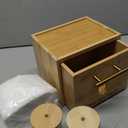 BSSN Face Towel Holder Bamboo Disposable Clean Towels Holder with Cotton Swab Box and 60ct Towels, Wall Mounted & Countertop Skincare Organizer, Bathroom Vanity Storage for Face Tissues & Makeup Pads