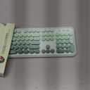 FOPETT Wireless Keyboard and Mouse Combo - 2.4G Full-Sized Cute Colorful Mouse and Keyboard with 104 Round Keys Retro Typewriter Keyboard for Laptop/Windows/PC - Green Gradient