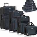 Travel Select Amsterdam Softside Expandable Luggage with Rolling Wheels, Navy, 6-Piece Set (15/21/25/29) with Packing Cubes
