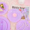KIRE 150 PCS Purple Plastic Plates - Purple Dinnerware Set Disposable 25 Dinner & 25 Salad Plates 25Forks 25Knives 25Spoons 25Clear Cups for Birthday/Baby Shower/Easter/Spring