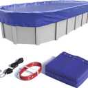 21x41 FT Oval Winter Pool Cover, Steel Cable and Pulley, Above Ground Pools