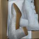 mysoft Women's Pumps Low Chunky Block Heel Round Toe Comfortable Dress Shoes (9.5)