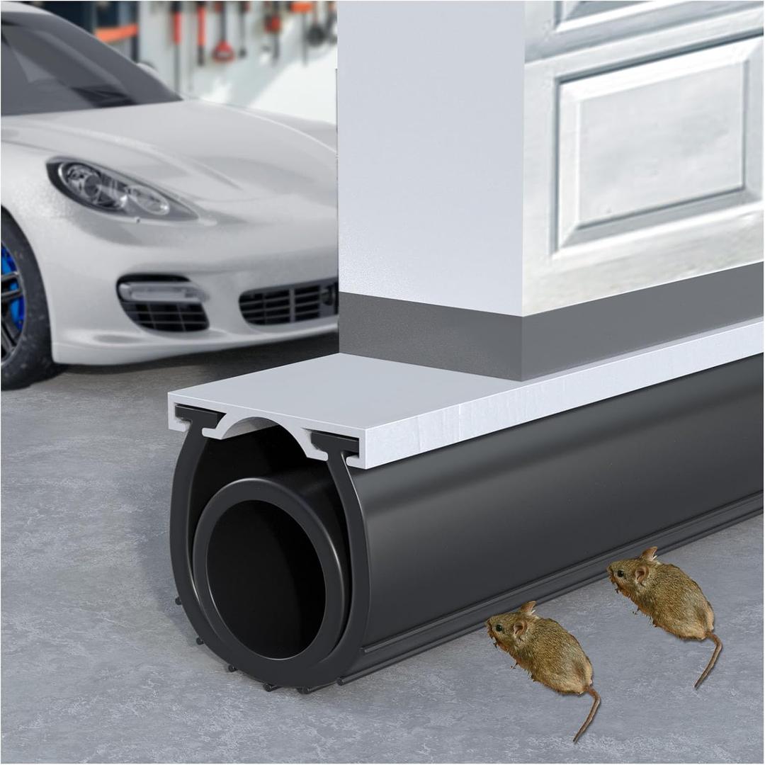 Premium Garage Door Bottom Seal - 8ft Weatherproof EPDM Rubber, Easy Install, Blocks Drafts/Rain/Rodents, Noise-Reducing & Energy Saving