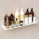 Orimade Bathroom Shelf Organizer Shower Caddy Storage Kitchen Rack with Traceless Transparent Adhesive No Drilling SUS304 Stainless Steel, 15.75inch, White