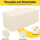 Smiry Spandex Tablecloth, Elastic Fitted Stretch Tablecloth for 6FT Rectangle Tables, Waterproof Washable Table Cover Skirt for Outdoor, Wedding, Banquet & Parties (Beige, 72Lx30Wx30H Inch)
