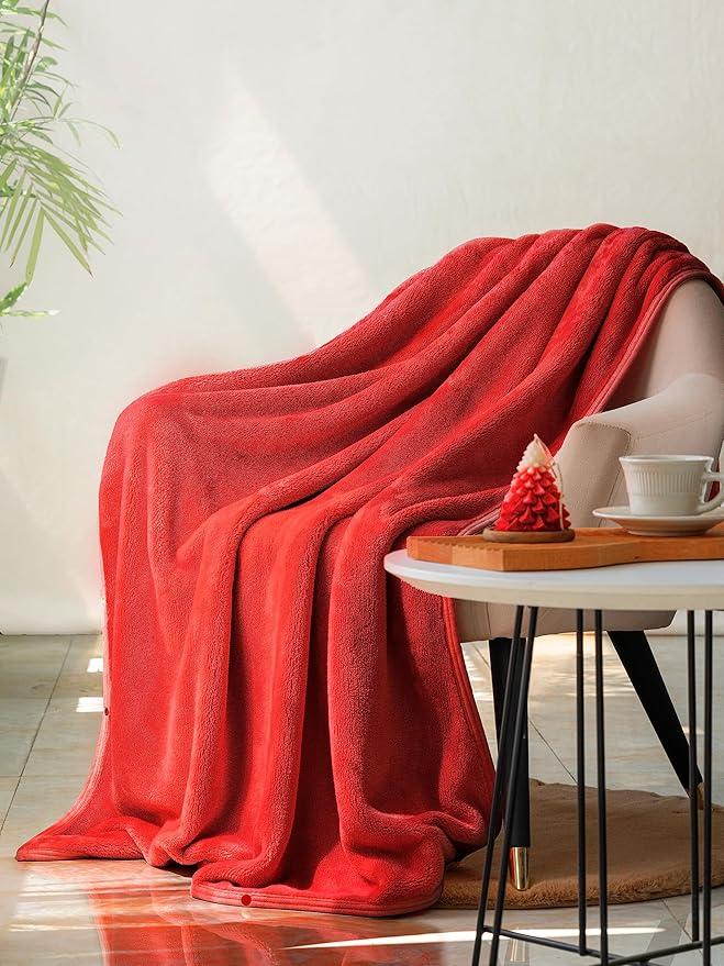 BEDELITE Flannel Sheets Queen Size Red - Super Soft Fleece Sheets Set Fluffy Extra Plush, 4 Piece (Include Fitted Sheet, Flat Sheet, 2 Pillowcases)