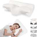 Cervical Pillow for Neck Pain Relief, Ergonomic Contour Orthopedic Pillow for Sleeping Shoulder Pain & Support, Cozy Memory Foam Neck Pillow with Pillowcase for Side Back Stomach Sleeper(White)