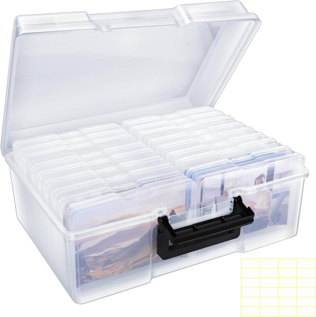 Photo Storage Box 5" x 7", Extra Large Photo Organizer Storage Container with 18 Inner Case, Seed Organizer Craft Storage Box Pictures, Arts, Crafts, Sewing, Stickers, Seeds, Office Supplies (Clear)