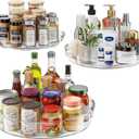 3 Pack Clear Lazy Susan Turntable Organizer for Cabinet, Table Top, Refrigerator, Kitchen Pantry Organizers and Storage, Spice Organizer, 12'', 10.6'', 9.25''