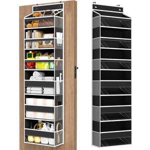 Mefirt Over The Door Organizer, 6 Shelf Door Organizer Hanging with 6 Large Capacity Pockets, Over The Door Storage Hanging Shelves for Closet Wall Bathroom Closet Bedroom Nursery
