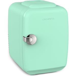 CROWNFUL Mini Fridge, 4 Liter/6 Can Portable Cooler and Warmer Personal Refrigerator for Skin Care, Cosmetics, Beverage, Food,Great for Bedroom, Office, Car, Dorm, ETL Listed (Green)