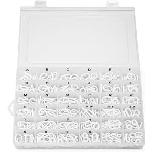 Dunzoom 390 Pieces Letter Board Letters with Plastic Organizer Box for Changeable Felt Board 3/4 White Letters, Numbers & Symbols for Felt Letterboard