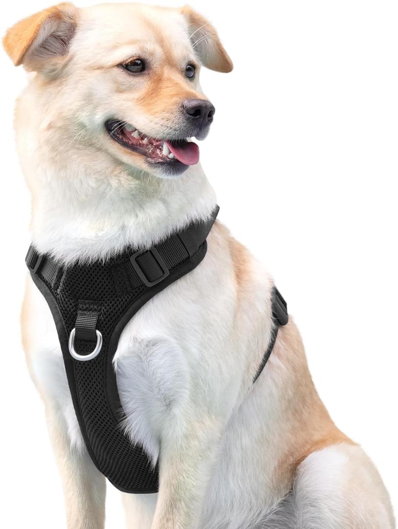 No Pull Dog Harness for Small Medium Large Dogs - Adjustable Two-Layer Mesh Dog Vest with Dual Clip, Escape Proof, Quick Release, Lightweight Breathable Mesh for Walking Hiking (Black,XS) (XS(Neck:11.8-16.5",Chest:14.2-19.7"))
