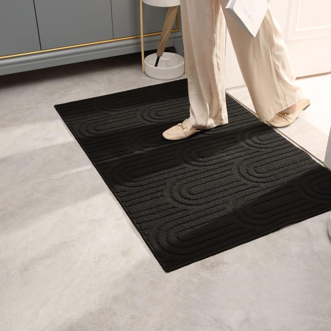 GRANNY SAYS Indoor Doormat, 20" x 32", Non-Slip Front Door Mats, Outdoor Welcome Mat Washable, Low Profile Indoor Door Mats for Entryway, Floor Inside Back Doormats (Black)