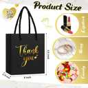 Honoson 30 Pcs Mini Gift Bag with Handle 4 x 2.75 x 4.5'' Small Thank You Bag Foil Paper Tote for Wedding Baby Shower Birthday Graduation and Mother’s Day Party Favors(Black/Gold)