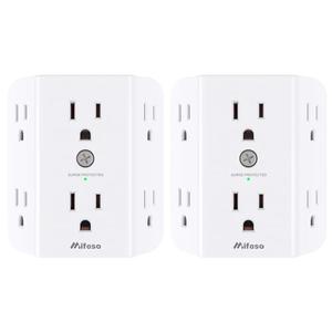 2 Pack Surge Protector Outlet, Outlet Splitter, Multi Plug Wall Outlet with 6 Wall Outlets, Outlet Adapter, Plug Extender, Outlet Extender for Home Office Dorm Room
