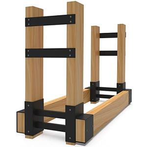 BALIE SPACE Outdoor Firewood Rack Brackets Kit for Fire Wood Pile Storage, Adjustable log stacking Stand Holder for 2x4 lumber, Black, Set of 2
