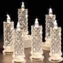Rose Shadow LED Flameless Candles, 6PCS Romantic Battery Operated Candles Led Pillar Candles for Valentines Romantic Propose Anniversary Wedding Decorations(White, D 2.5" x H 7.2")