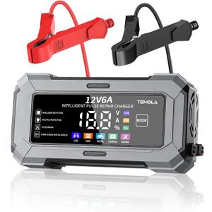  Battery Charger 12V, Automatic Trickle Charger-Battery Maintainer with Pulse Repair & Digital Display, for Car, AGM, LiFePO4, Boat, Motorcycle, Lawn Mower, Truck, SUV