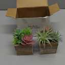 Der Rose 2 Pack Fake Plants Succulents Plants Artificial Cactus Plants in Wood Pots with Pink Flowers for Farmhouse Bathroom Decor