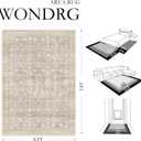 6x9 Beige Washable Neutral Area Rug Living Room Floral Non Slip Low Pile Throw Rug Vintage Traditional Stain Resistant Carpet Bedroom Kitchen Dining Room Office Playroom