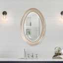 Howard Elliott Collection Ethan Oval Hanging Wall Or Vanity Mirror, Brushed Nickel, 21 x 31 Inch