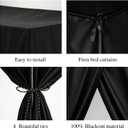 Black Canopy Bed Curtains - 4 Corner Post Bed Curtains Queen Lightproof Siamesed Drapes Bed Canopy for Adults & Girls Bedroom Decoration(Black,Queen)