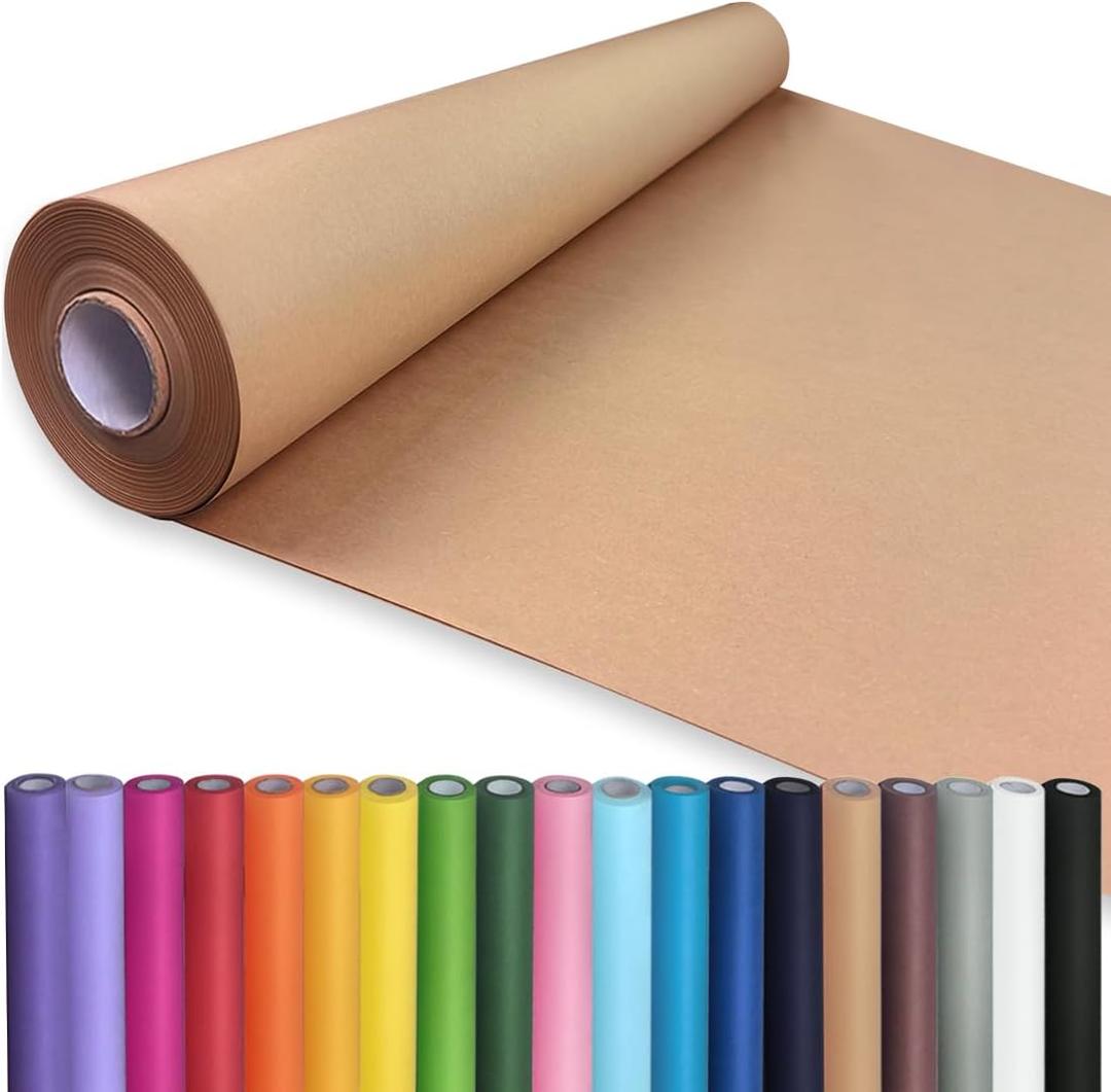 PerkHomy Brown Kraft Paper Roll 36" x 1,440" (120') for Craft Bulletin Board Paper Art Table Covering Crafting Gift Wrapping Bouquet Packing Parcel 70GSM 50LB (Brown, 36" x 120')