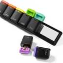 Fridge Magnetic Weekly Pill Organizer, Easy Open Daily Reminder Waterproof Pill Box for Vitamins, Travel & Daily Use (Black)