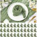 Mixweer 50 Pcs Cheesecloth Napkins 20 x 20 Inch Wrinkled Gauze Cotton Dinner Napkins Napkins Cheese Cloth Napkins Decorative Cloth Napkins Rustic Boho Table Napkins for Weddings Parties (Sage Green)