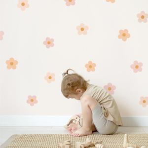 Daisy Blush Pink Boho Flowers Decals - Easy-to-Apply & Removable Wall Stickers: Transform Your Toddlers Bedroom with Durable, Vibrant Peel-and-Stick Wall Decor  Stickers for Kids