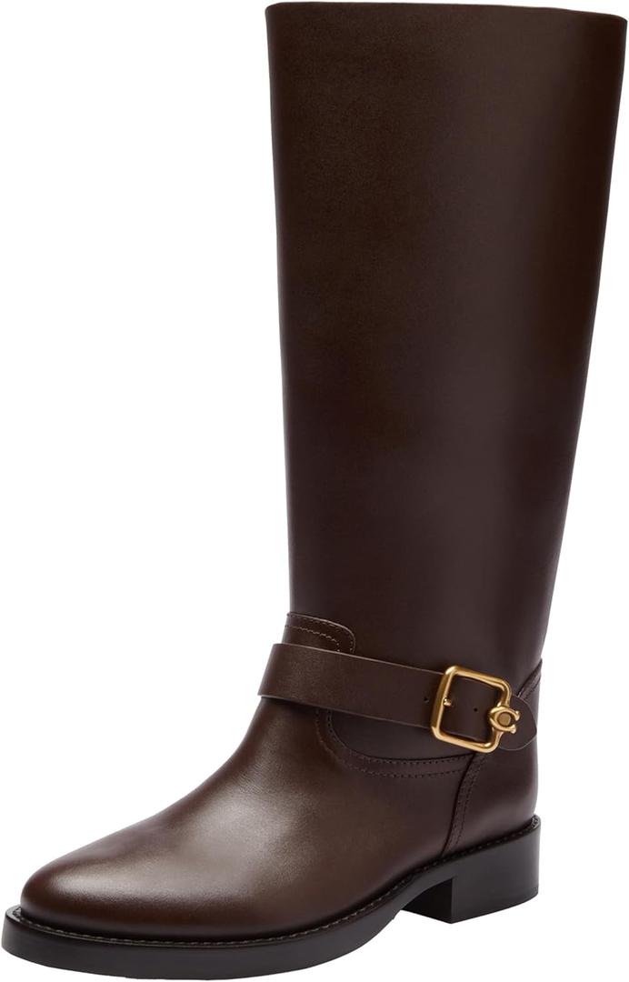 COACH Madeline Leather Boots II (7.5, Maple)
