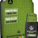 Whispering Winds Inflatable Seat Cushion - Comfortable Blow-up Foam Pad for Airplane, Travel, Stadium, Outdoors, Camping, Car & More (Large, Military Green - 1pack)