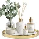 Vanity Perfume Round Decorative Storage Tray - White Circular Organizer for Bathroom, Bedroom Countertop - Dresser Tray for Perfume, Lotion Bottle, Cosmetics (10.2")