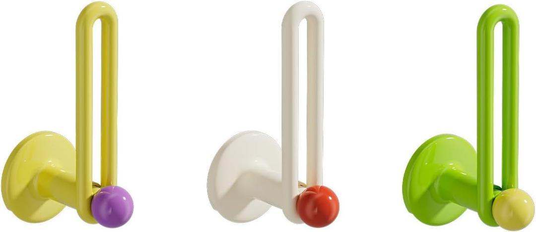 Colorful Drill-Free Adhesive Hooks - Multi-Purpose Plastic Hooks Holds Hats, Caps, Headbands, Wristbands | Durable Removable Organizer for Closet, Entryway, Home (3-Pack)