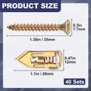 40pcs Self Drilling Drywall Anchors with Screws Kit, Metal Expansion Screws, Heavy Duty Wall Anchors for Hanging Picture Frames Wall Sconces Curtains Clocks- Gold
