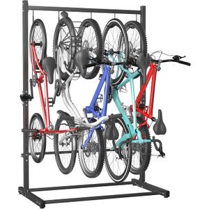 TORACK Garage Freestanding Hanging Bike Stand for Garage, Heavy Duty 5 Bikes Vertical Bike Storage Stand Floor Bike Storage Rack
