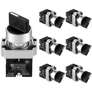 Xuhal 8 Pack 22mm Spst Rotary Selector Switch, 2 Position Self-Locking On/Off Panel Mount Knob, Ith 10a, Ui 600v, Ac-15 3a 240vac for Industrial Control Panels & Machinery Equipment