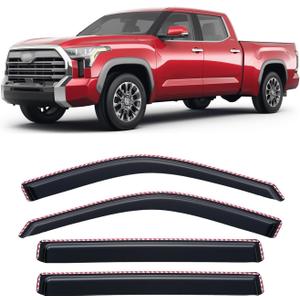 in-Channel Rain Guards for 2022-2026 Toyota Tundra CREWMAX ONLY, Window Visor Shields Vent Deflector Shade Wind Dark Smoke 2023 2024 22 23 24 25, Tape-On Inside-Mount, 4PCS