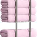 Towel Storage for Bathroom with 6 Hooks,Towel Racks for Bathroom Wall Mounted, Brushed Nickel Towel Holder Organizer 3 Tier Shelf