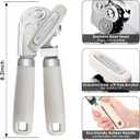 Beneno Heavy Duty Hand Can Opener Manual with Magnet, Durable Sharp Carbon Steel Blade Smooth Cutting, Big Effort-Saving Knob & Soft Grip Handle, Multifunctional Kitchen Tool with Bottle Opener, Beige