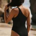 One Shoulder Swimsuit Tummy Control One Piece High Cut Mesh Black | 85% nylon 15% spandex, double lined for non-see-through coverage. Mesh patchwork with optical slimming effect, high cut leg (L)