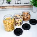 Hyperspace Clear Glass Kitchen Canister Set, Cookie Jar, Food Storage Container, Bathroom Jar with Metal Airtight Lid (Black)