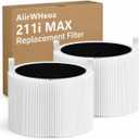 211i Max Replacement Filter, Compatible with Blueair 211i Max Air Purifier, 3-in-1 True HEPA and Activated Carbon, 2-Pack