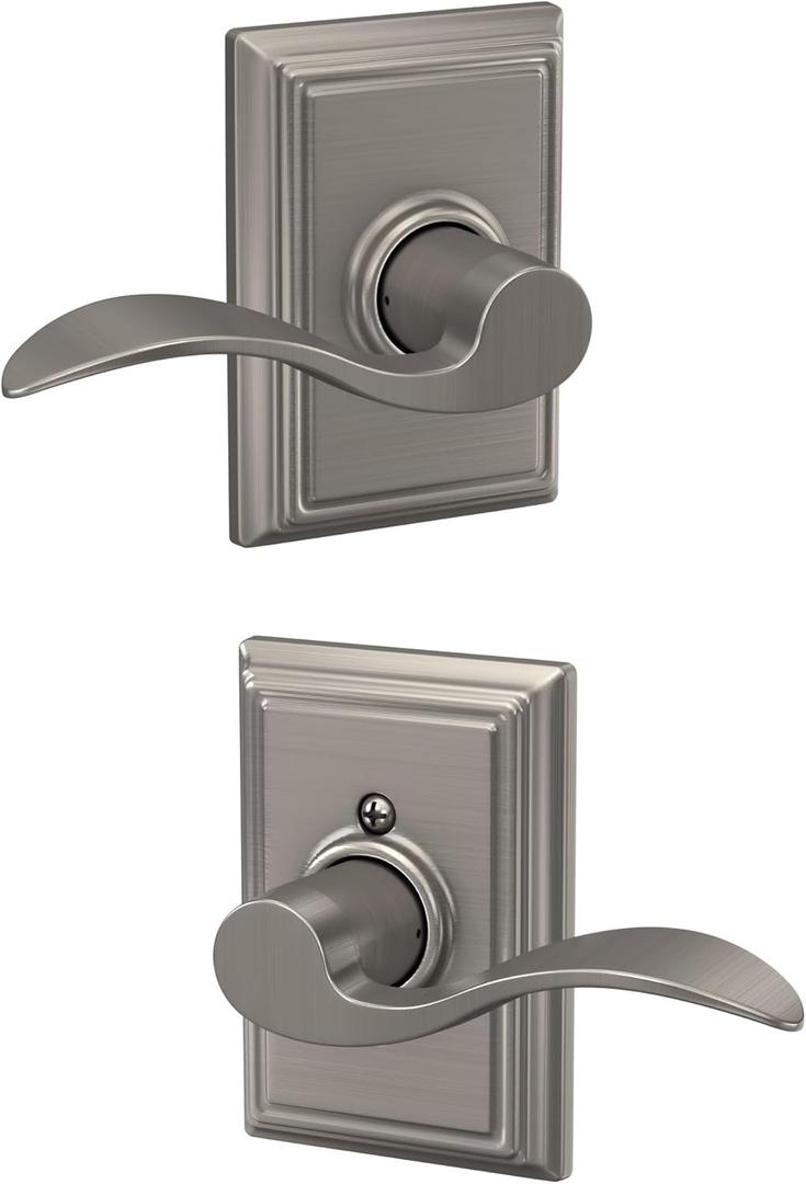 Schlage F10 ACC 619 ADD Accent Door Lever with Addison Trim, Hall & Closet Passage Lock, Satin Nickel Schlage F10 ACC 619 ADD Accent Door Lever with Addison Trim, Hall & Closet Passage Lock, Satin Nickel
