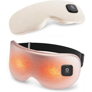 Heated Eye Mask - Cordless Eye Mask for Dry Eyes, Eye Relief, Improved Sleep, Washable Eye Heating pad for Travel and with Replaceable Shell (Champagne Blush)