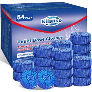 KIISIISO Multipurpose Bathroom Cleaners, 54 Pack Commercial & Household Toilet Bowl Cleaners, Blue Toilet Bowl Tablets Drop in Tank, Janitorial Deodorizers